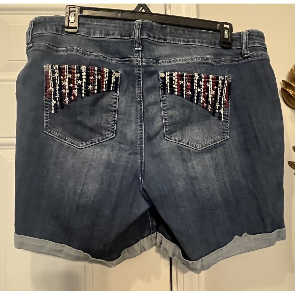 ND Denim Shorts Women's 18W Patriotic Star Embroidered 4th Of July Plus Size